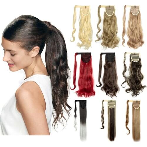 18"24" Straight/Curly Wavy Wrap Around Ponytail Extension for Woman Synthetic Hair Extension,Clip In Hair Extensions