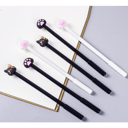24 pcs Creative Stationery Cute Cat Paw Neutral Pen Cartoon Black Signature Pen Stationery