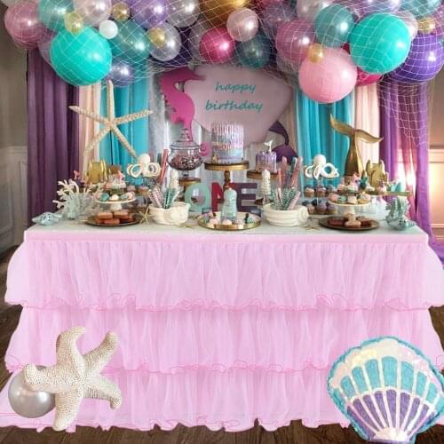 3 Layer Tulle Table Skirt Tutu Table Skirts Tableware Baby Shower Birthday Party Decorations Banquet Wedding Home Party Supplies