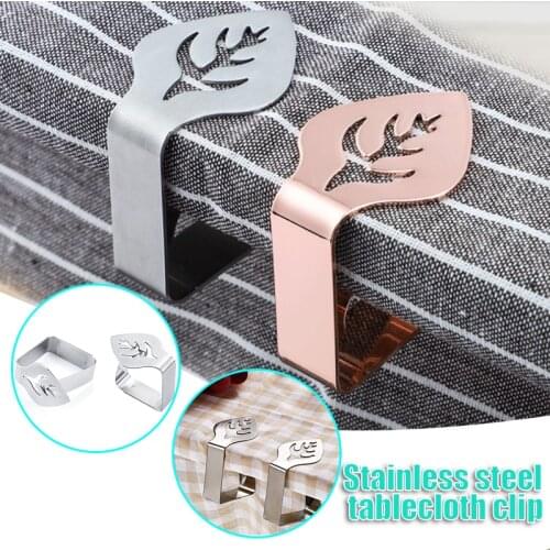 4pcs Stainless Steel Tablecloth Clips Decorative Leaf Tablecloth Clamp Holder Table Cover Clamps for Picnic BBQ Wedding Decor