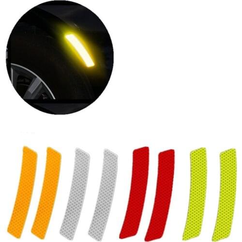 4Pcs/Set Car Bumper Reflective Warning Strip Stickers Wheel Rim Eyebrow Warn Light Reflector Protective Sticker Scratch Paster