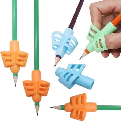 Pen Grips 60 Pcs Two-finger silicone Three-color mixing Student stationery writing posture corrector Pencil cover love writing