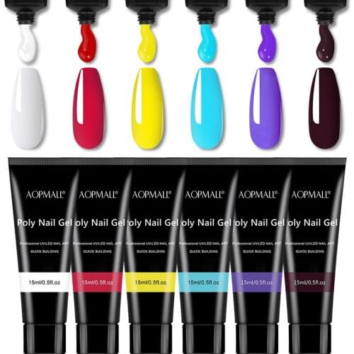 AOPMALL® UV/LED 6 Color Poly Nail Gel Kit Quick Building Acrylic Color Jelly Gel Finger Extension UV Camouflage Soak Off Gel