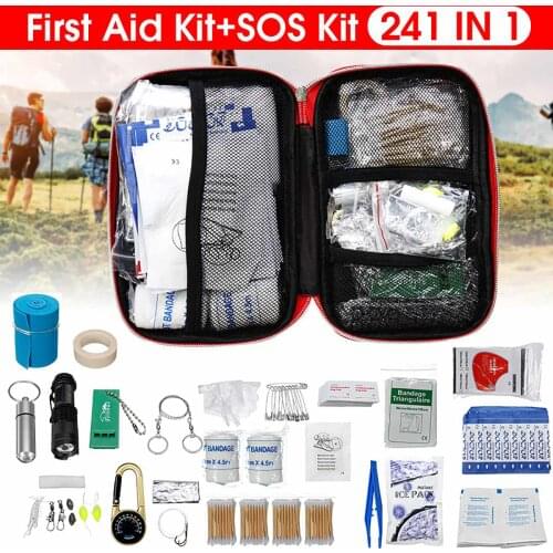 SOS Emergency Bag 241Pcs/Set Camping Survival Equipment Outdoor Gear Tactical Tool First Aid Kit Lightweight Versatile Portable