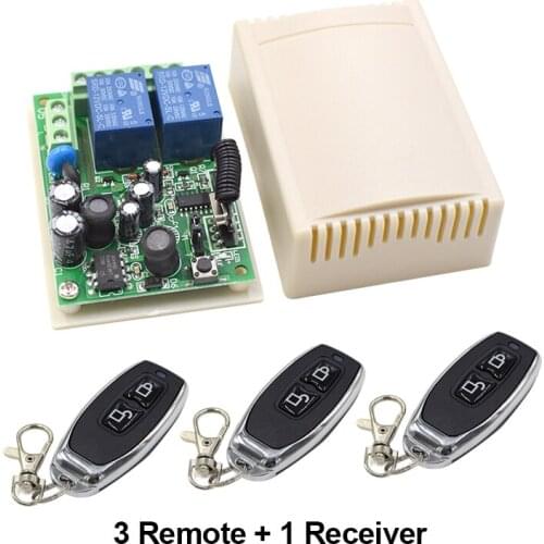 433 MHz AC 110V 220V Wireless 2CH RF Transmitter Remote Control Switch + RF Relay Receiver For Light Garage Door Opener