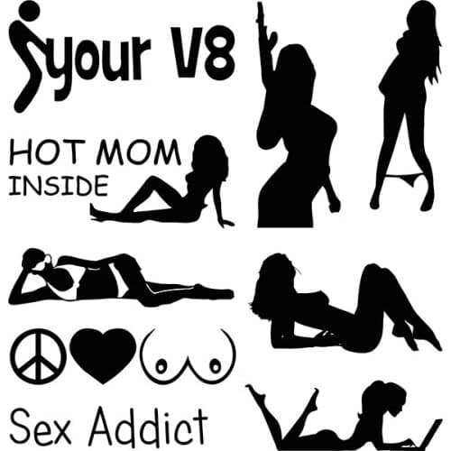 Fuzhen Boutique Decals Exterior Accessories Funny Sexy Lady Woman Car Sticker Car Styling Vinyl JDM for Truck Window Bumper Door