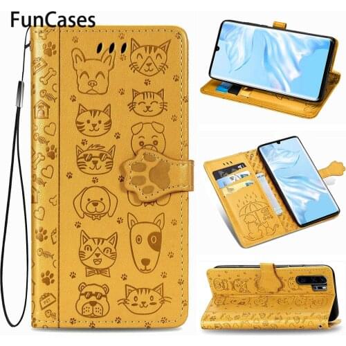 Telephone Accesories Cases For estojo Huawei P30 Plus + Cute Pet Positivo Coques Huawei capinha P30 Pro PU Leather Book Case