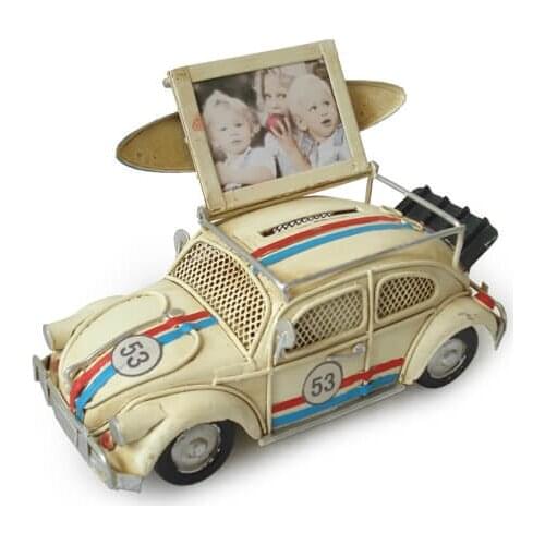 Decorative Metal Car Frame and Piggy Bank- Trinket, Miniature, Gift, Nostalgic, Vintage, handmade Hand Painted, Quality Durable