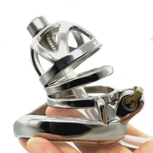 FRRK05D Cock Chastity Stainless Steel Cage Scrotum Ring Penis Lock Dick Penis Bondage Sleeve Sex Toy For Adult Men Game