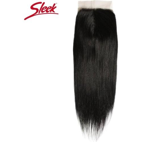 Sleek Peruvian Straight Silk Lace Closure 10-20"Remy Brazilian Hair Silk Closure With Bleached Knots L&T Part Lace Closure