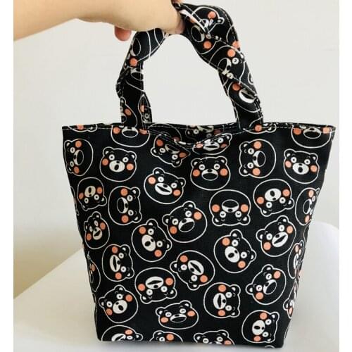 IVYYE 1PCS Kumamon Fashion Portable Canvas Lunch Bags Cartoon Picnic Bag Food Box Tote Storage For Women Girls Kids