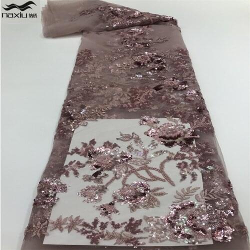 Madison Hot Sale 2021 High Quality African Nigerian Handmade Wedding Beaded Lace Fabric For Dress Embroidery Sewing