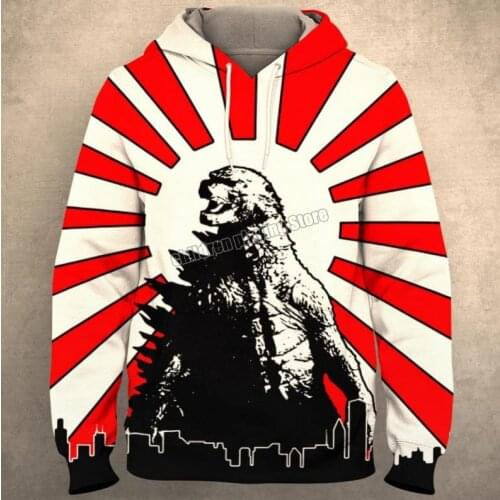 Godzilla Vs. King Kong Hoodies Men Graffiti Clothes Men Hooded Hoodies 3D Digital Print sweatshirt Pullover Sweater Casual shirt