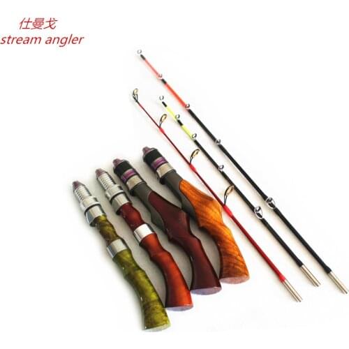 Natural Camphor Ice Fishing Rod Flat Solid Carbon Tip Easy To Carry FRP Solid Tip Wood Handle Free Shipping