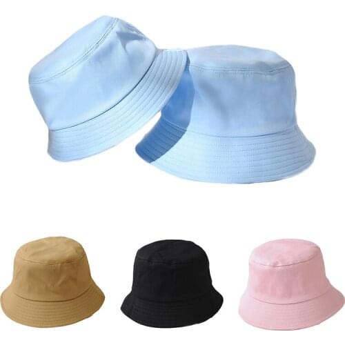 New Unisex Cotton Bucket Hats Women Summer Sunscreen Panama Hat Men Pure Color Sunbonnet Fedoras Outdoor Fisherman Hat Beach Cap