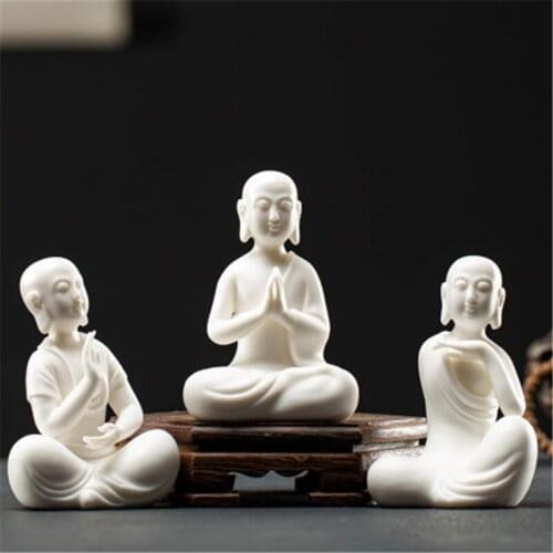 Kung fu tray accessories Buddha tea pet white porcelain decorative figurines home decoration 1pc