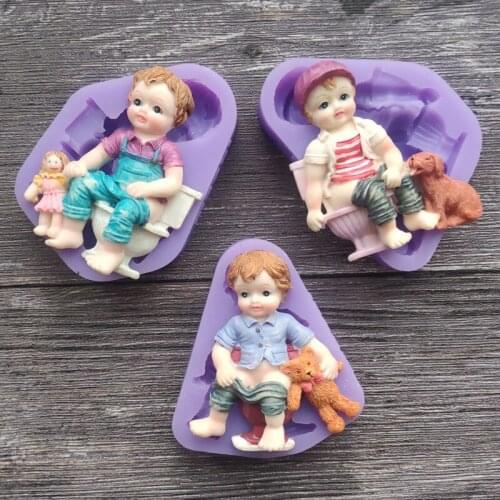 PRZY Silicone Mold Fondant Mold Baby Silicone Fondant Mold for Baby Chocolate Mold Cake Decoration Clay Resin Toilet Baby Moulds