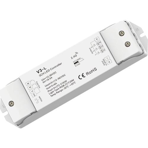 Skydance Led Wireless Receiver 3 Channel RGB Controller Constant Voltage DC 12V-24V LED Single Dimming CCT RGB Wireless Receiver