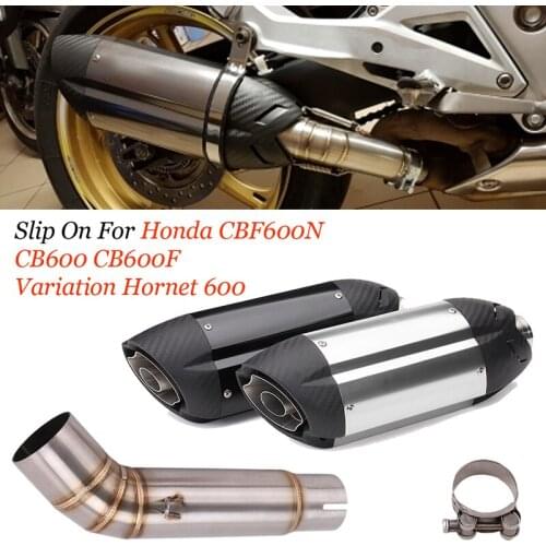 Slip on For Honda CBF600N CB600 CB600F Variation Hornet 600 Motorcycle Exhaust Escape Middle Link Pipe Carbon Muffler DB Killer