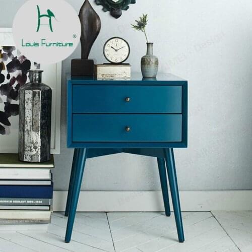 Louis Fashion Nordic Bedside Solid Wood Minimalist Modern Bedroom Mini Cabinet Locker Pine Storage