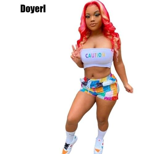 Biker Shorts 2 Piece Set Crop Tops Matching Sets Summer Clothes for Women Co Ord Tracksuit Women Casual Drawstring Shorts Sets