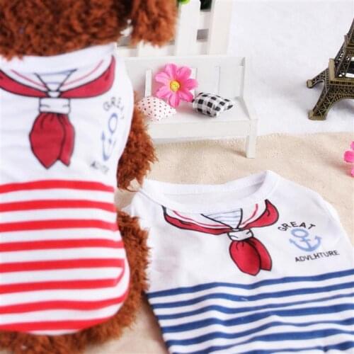 Dog Vest Shirt Pet Cat Clothes Costumes Summer Navy Stripped Red Blue for Small Middle Teddy Chihuahua Pug Fashion Cool Spring