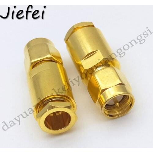 2Pcs Brass RF Connector SMA male plug clamp RG58 RG142 LMR195 RG400 cable straight