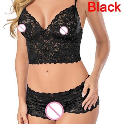 2018 Sexy Lingerie Erotic Lace Babydoll Pajamas Exotic Wrapped Chest Open Bra Underwear Suit Porn Maid Sexy Costumes Sex Chemise