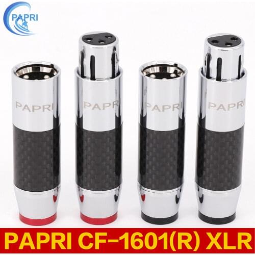 PAPRI CF-1601(R) 3Pin Carbon fiber XLR Male Rhodium Plated Female Jack Balance Plugs For HiFi Microphone Audio Connector Socket