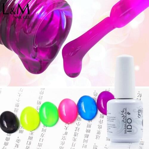 6 pcs IDO white botte amber glass series Gelpolish Long Lasting Shinning glass colorful Gel Nail Artist UV / led lamp Soak off