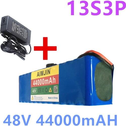 48V 44Ah 1000watt 13S3P 18650 Battery Pack 54.6v E-bike Electric bicycle battery Scooter with 25A discharge BMS with charger