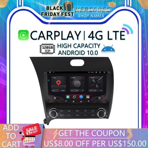 Carplay DSP Android 10.0 Car DVD Player 4GB + 64GB 128GB For KIA Cerato K3 Forte 2013 - 2017 4G LTE GPS Bluetooth 5.0 RDS Radio