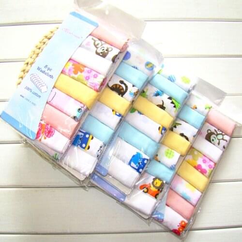 Free Children double layer cotton gauze printing handkerchief scarf baby handkerchief feeding napkin 8 pieces yarn cloth towel