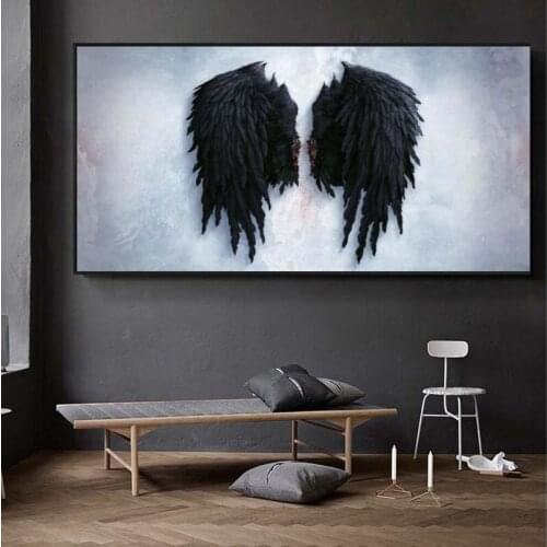 Black and White Angel wings Canvas Paintings on the Wall Art Posters and Prints Wings Abstract Wall Pictures Home Decoration