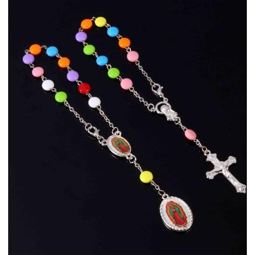 48 Pieces Catholic Ten Years Rosary 8mm Flat Beads Color Polymer Clay Beads Bracelet Charm Ms. Ladies Baptism