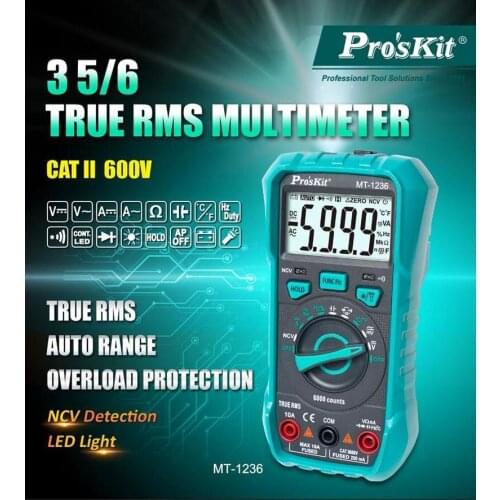 ProsKit MT-1236 3-5/6 True-RMS Digital Multimeter brand new multi-function multimeter For ACA ACV DCA DCV True RMS Measurment