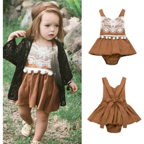 Baby Bodysuit Newborn Baby Girls Strap Dress One Piece Bodysuit Clothes Outfits Sunsuit Baby Girl Clothes Cotton O-neck