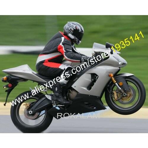 For Kawasaki Ninja 2005 2006 ZX6R 05 06 ZX 6R 636 ZX-6R Black Gray Sports Bike Moto Fairing Kit (Injection molding)