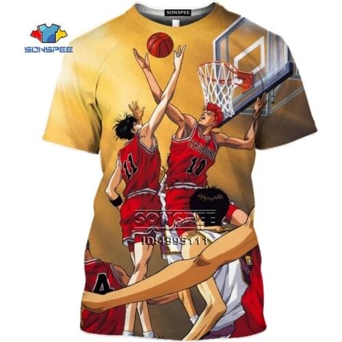 SONSPEE Japan Hot Anime SLAM DUNK Basketball Team Sakuragi 3D Print T shirt Men Women Summer T-shirts Casual Tee Shirt Oversized