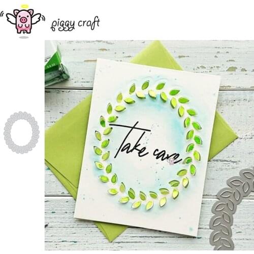 Piggy Craft metal cutting dies cut die mold Oval leaf ring decoration Scrapbook paper craft knife mould blade punch stencils die