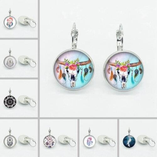 Fashion Simple Dream Catcher Earrings Colored Feather Dream Catcher Earrings Charm Women Accessories Gift