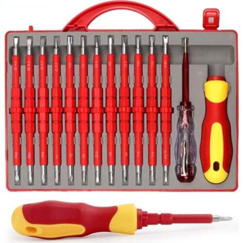 Insulated Screwdriver Set 26 In 1 Magnetic Screwdriver Bit Phillips Screw Driver Repair Device Hand Tools For Electrician