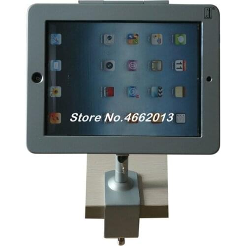 For ipad 2/3/4/air/pro 9.7" desktop secure lock stand with metal frame brace display kiosk POS table security holder on hotel