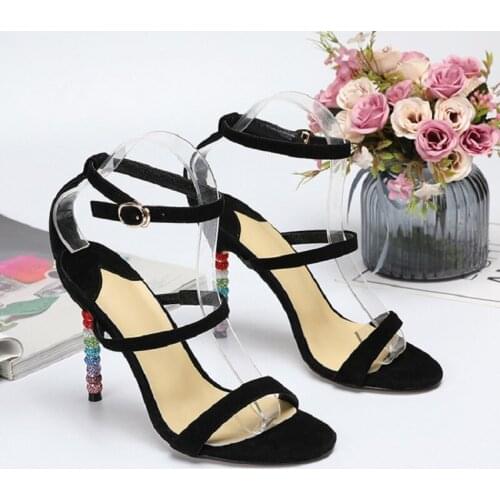 Summer new style sheepskin special-shaped stiletto heels custom-made bridal sandals suede banquet dress large size womens shoes