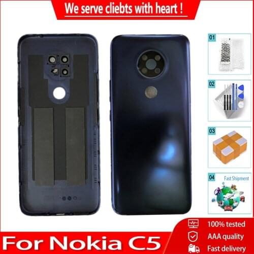 Original For Nokia C5 Back Battery Cover Rear Door back Housing Case With Camera Lens Assembly Repair parts