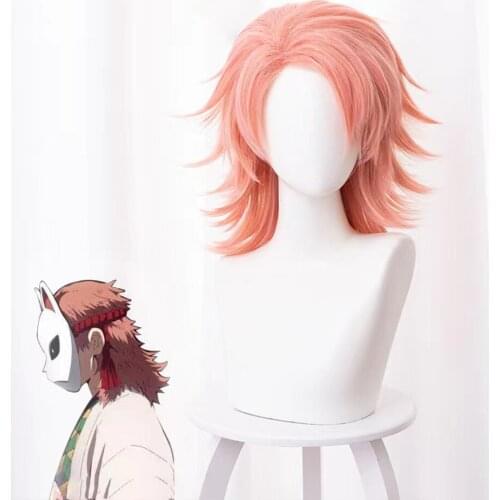 Anime Demon Slayer Kimetsu no Yaiba Sabito Wig Cosplay Costume Men Women Heat Resistant Synthetic Hair Wigs +Free wig hat
