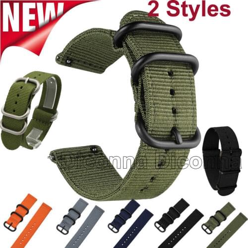 18/20/22/24 mm Nylon Fabric Canvas Wrist Watch Band Strap Military Classic Buckle Cargo( No quick release pins)