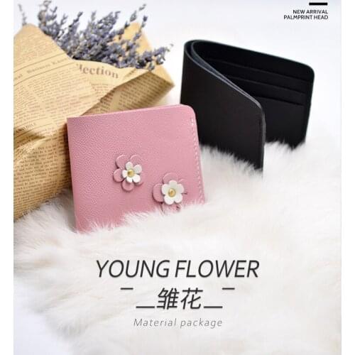 Homemade gift wallet couple diy hand-sewn material bag a pair of short real cowhide for boyfriend short clip