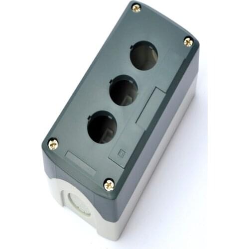 SBX03 Gray Plastic 22mm Dia 3-Hole Push Button Switch Control Box Case