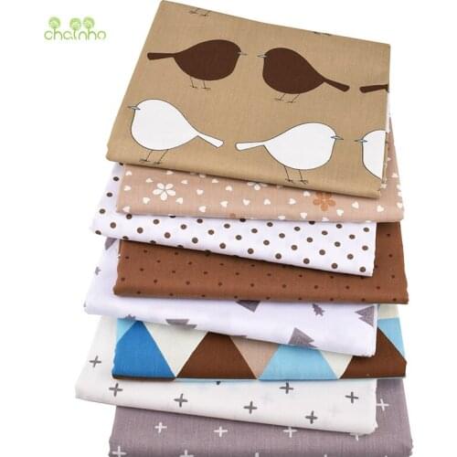 Chainho,Brown Cartoon Series,Printed Twill Cotton Fabric,For DIY Quilting Sewing Baby&Children Sheet,Pillow,Material,Half Meter